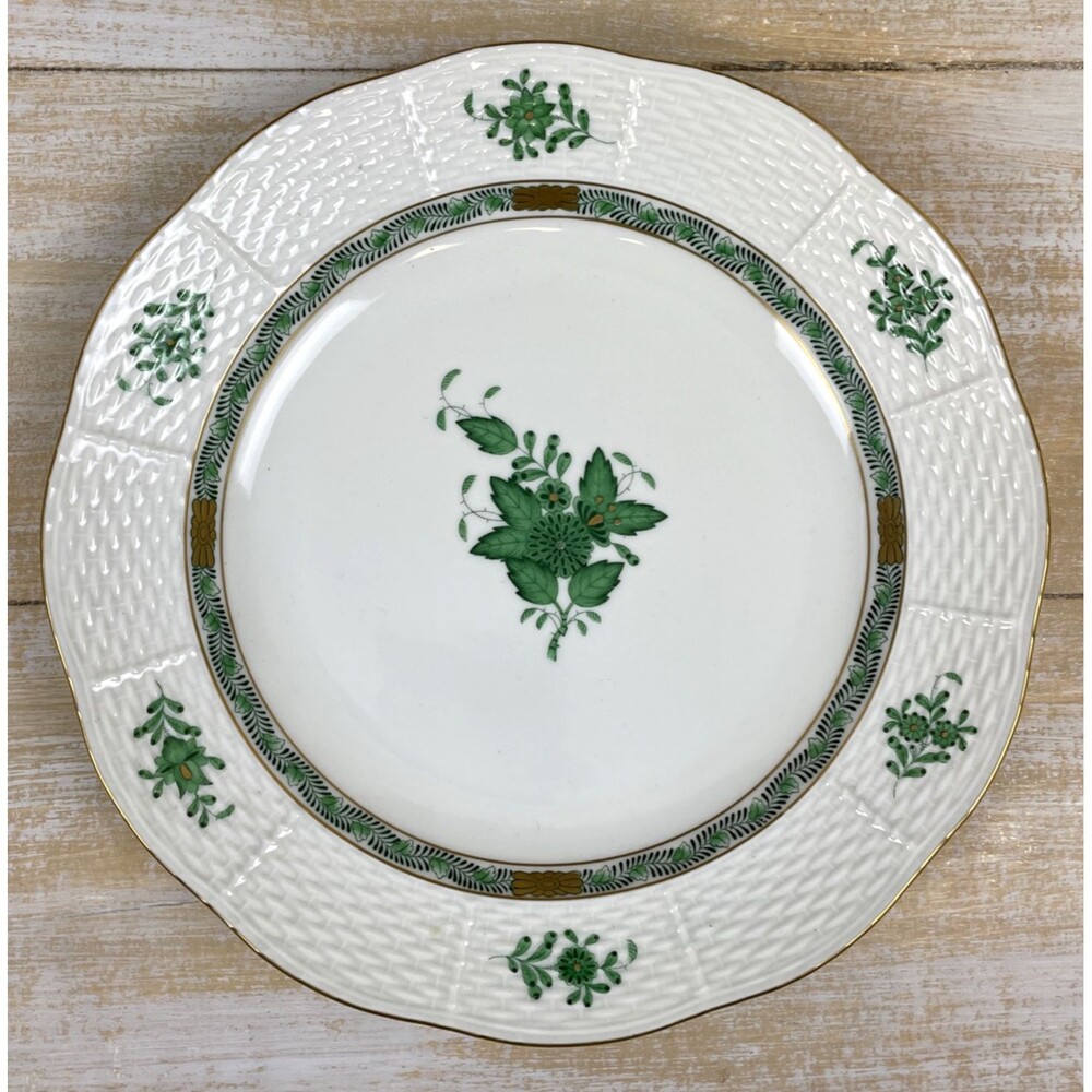 Herend Chinese Bouquet Green AV/443 Hors d'oeuvre Dish 10.5" Base *RARE